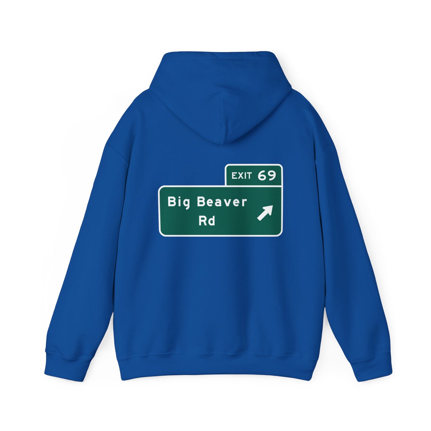 Big Beaver Rd Exit 69 Michigan Funny Street Sign Hoodie Hooded Sweatshirt