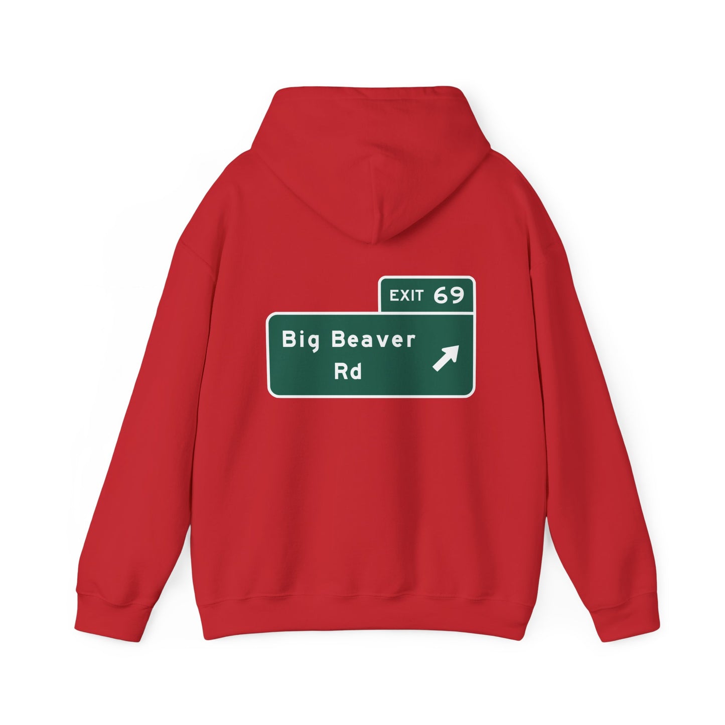 Big Beaver Rd Exit 69 Michigan Funny Street Sign Hoodie Hooded Sweatshirt