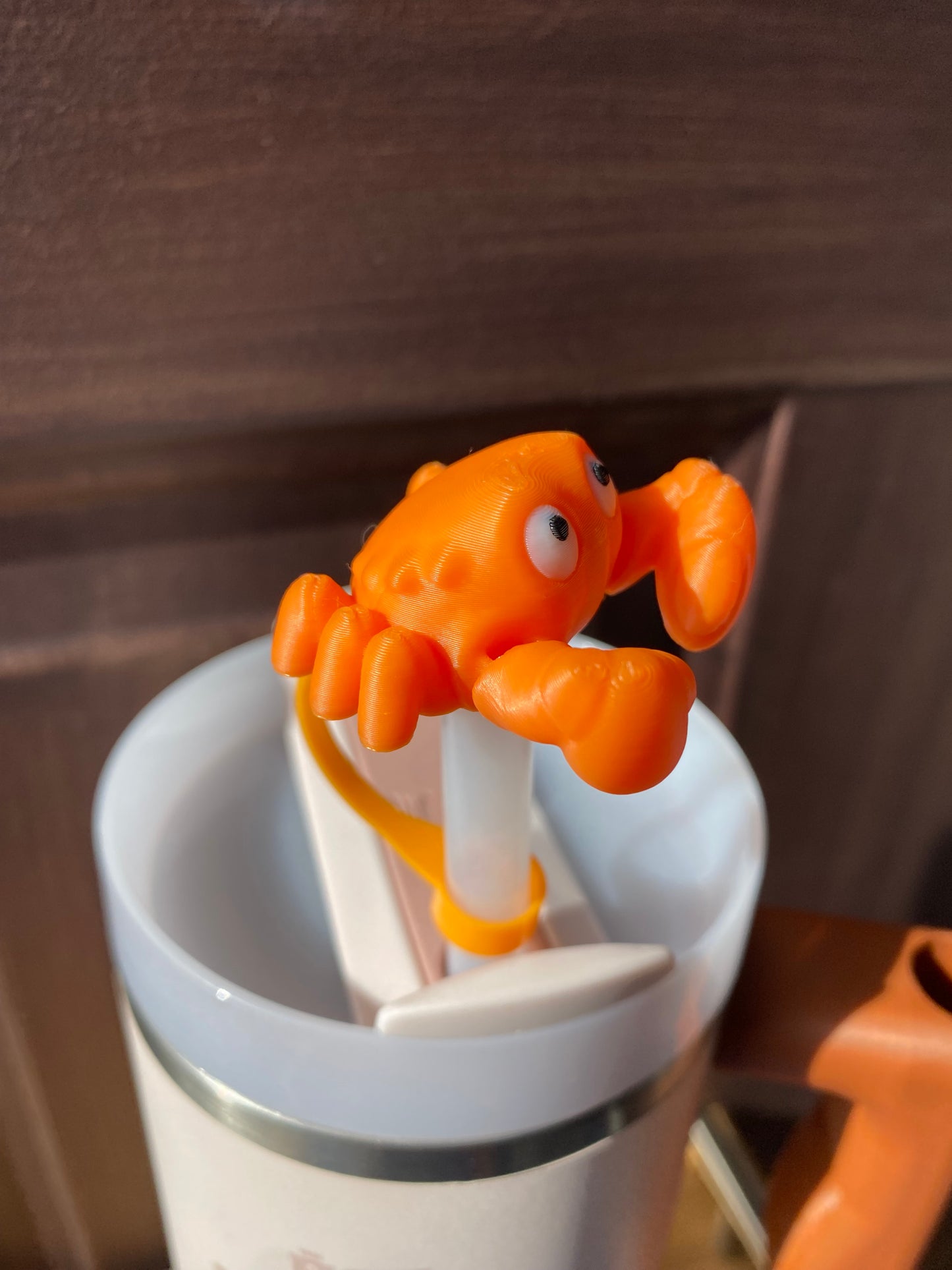 Vibrant Orange King Crab Straw Topper/ Charm for Stanely Tumblers and other 9.5mm Straws