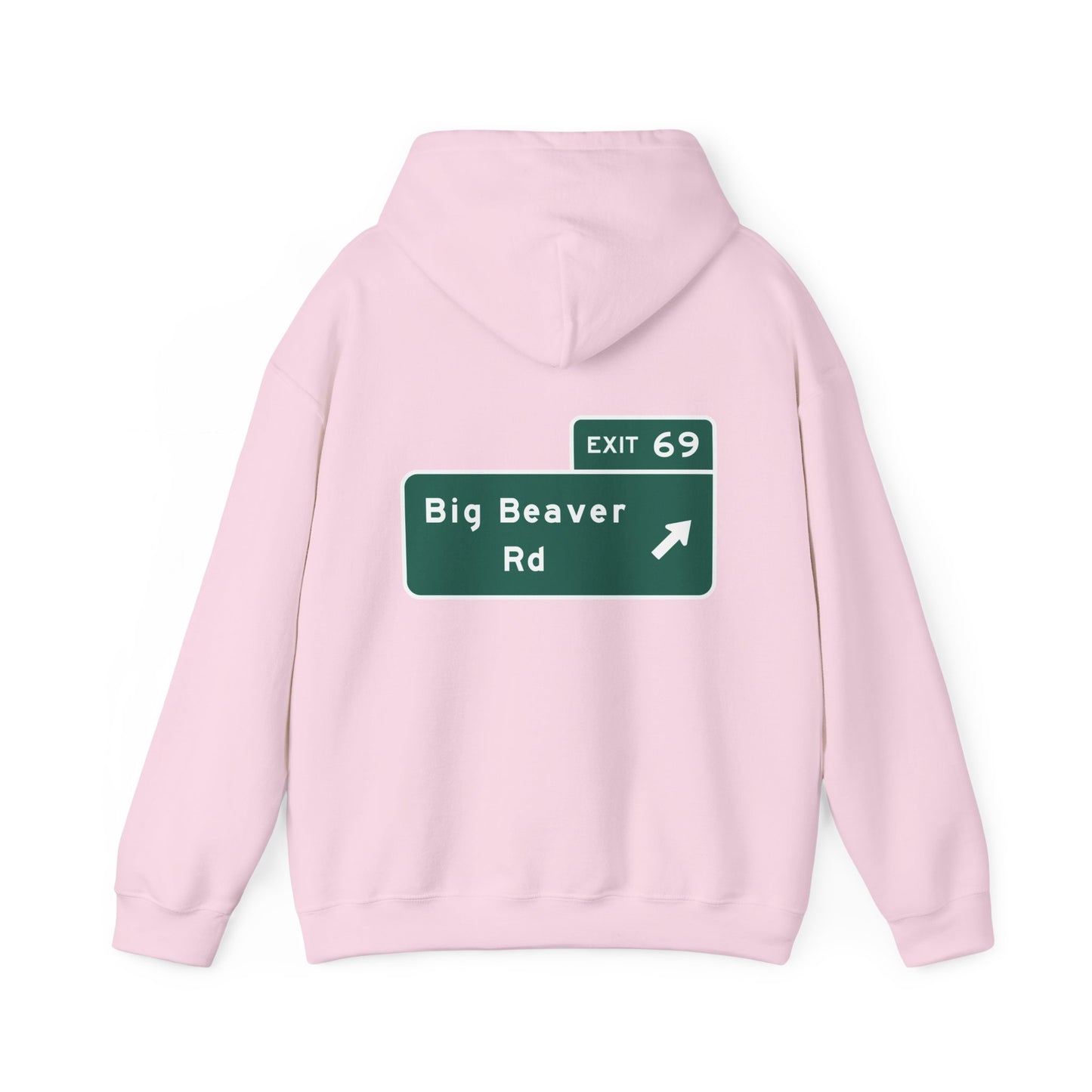 Big Beaver Rd Exit 69 Michigan Funny Street Sign Hoodie Hooded Sweatshirt