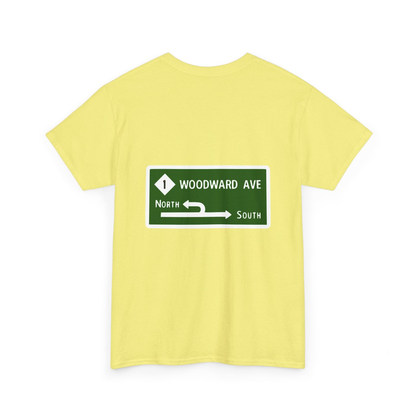 Woodward Avenue M1 Street Sign Michigan Dream Cruise Unisex Heavy Cotton Tee Shirt