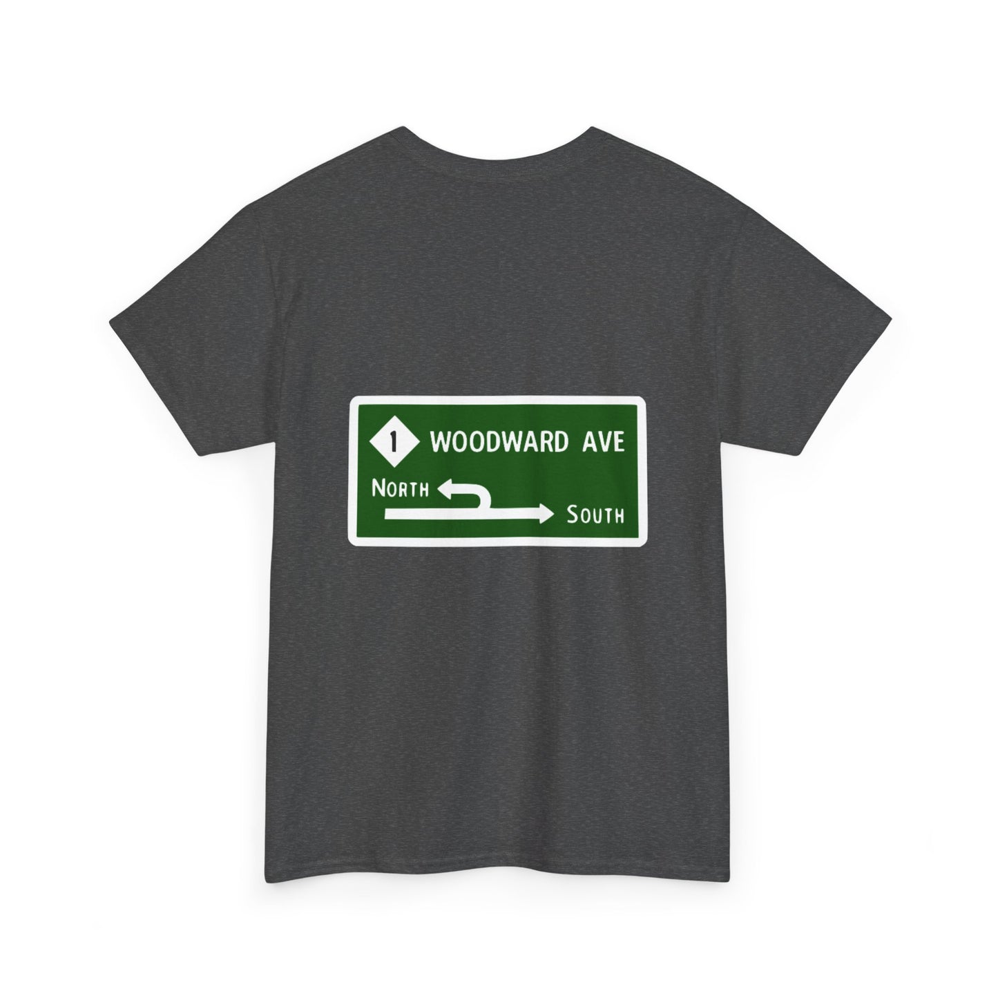 Woodward Avenue M1 Street Sign Michigan Dream Cruise Unisex Heavy Cotton Tee Shirt