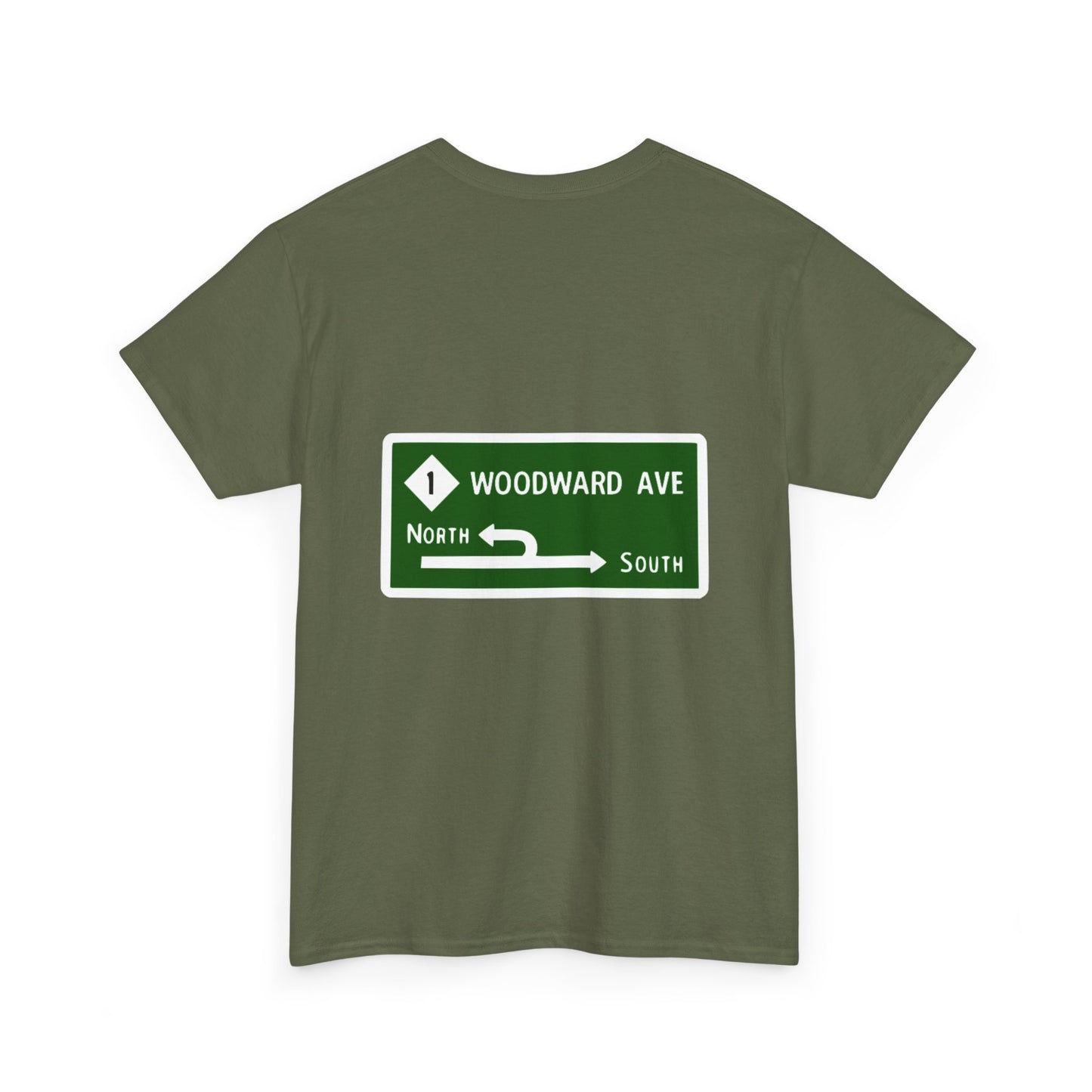 Woodward Avenue M1 Street Sign Michigan Dream Cruise Unisex Heavy Cotton Tee Shirt