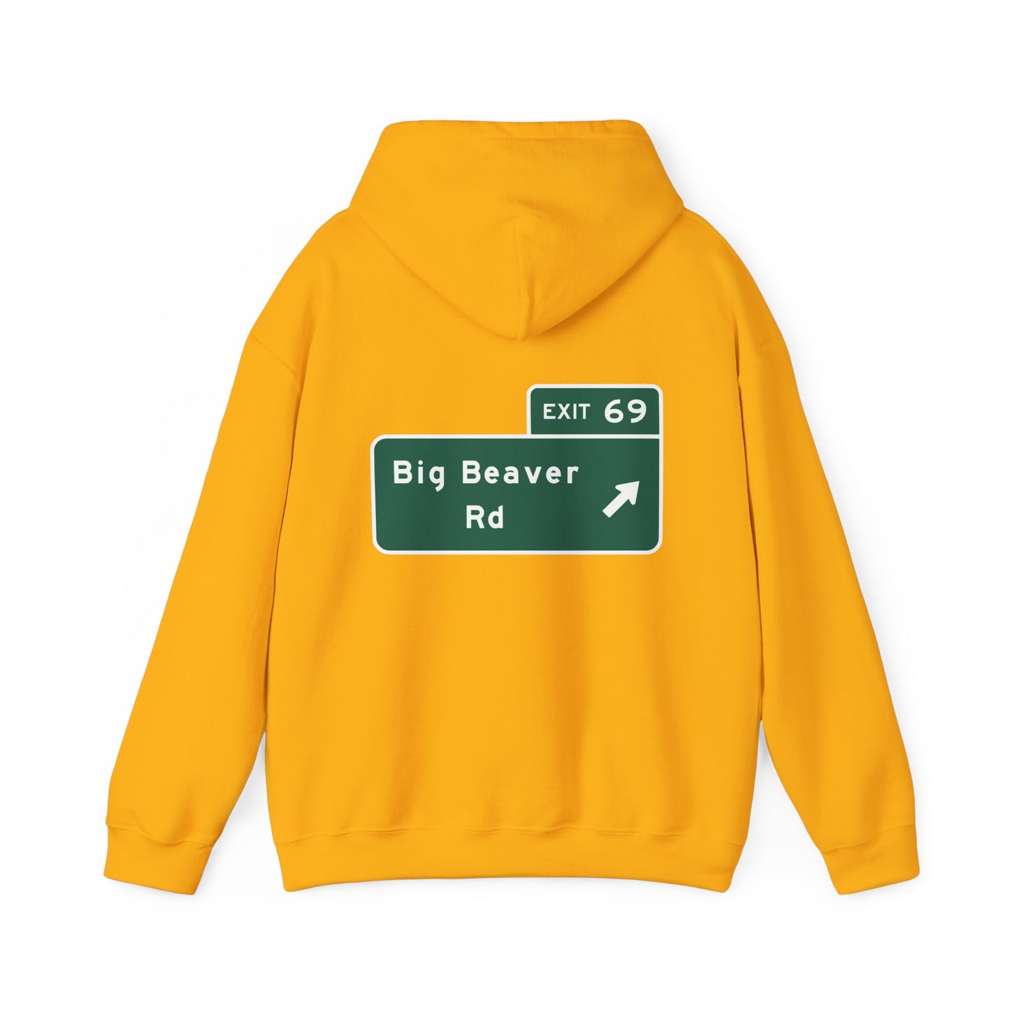 Big Beaver Rd Exit 69 Michigan Funny Street Sign Hoodie Hooded Sweatshirt