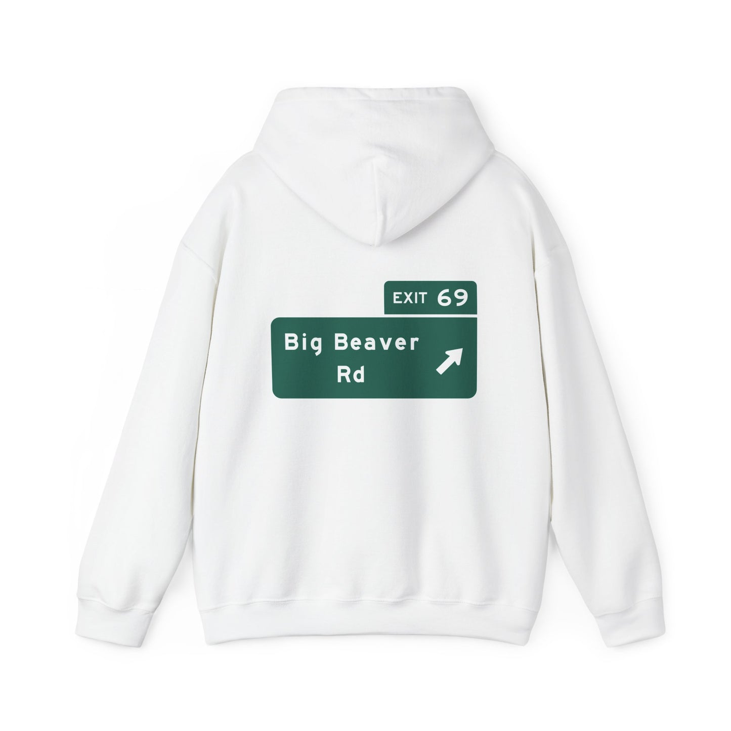 Big Beaver Rd Exit 69 Michigan Funny Street Sign Hoodie Hooded Sweatshirt