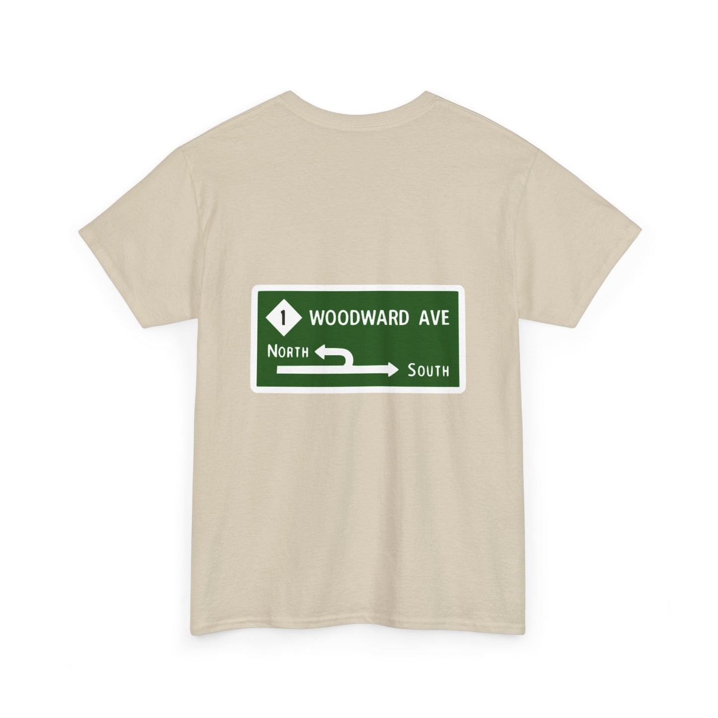 Woodward Avenue M1 Street Sign Michigan Dream Cruise Unisex Heavy Cotton Tee Shirt