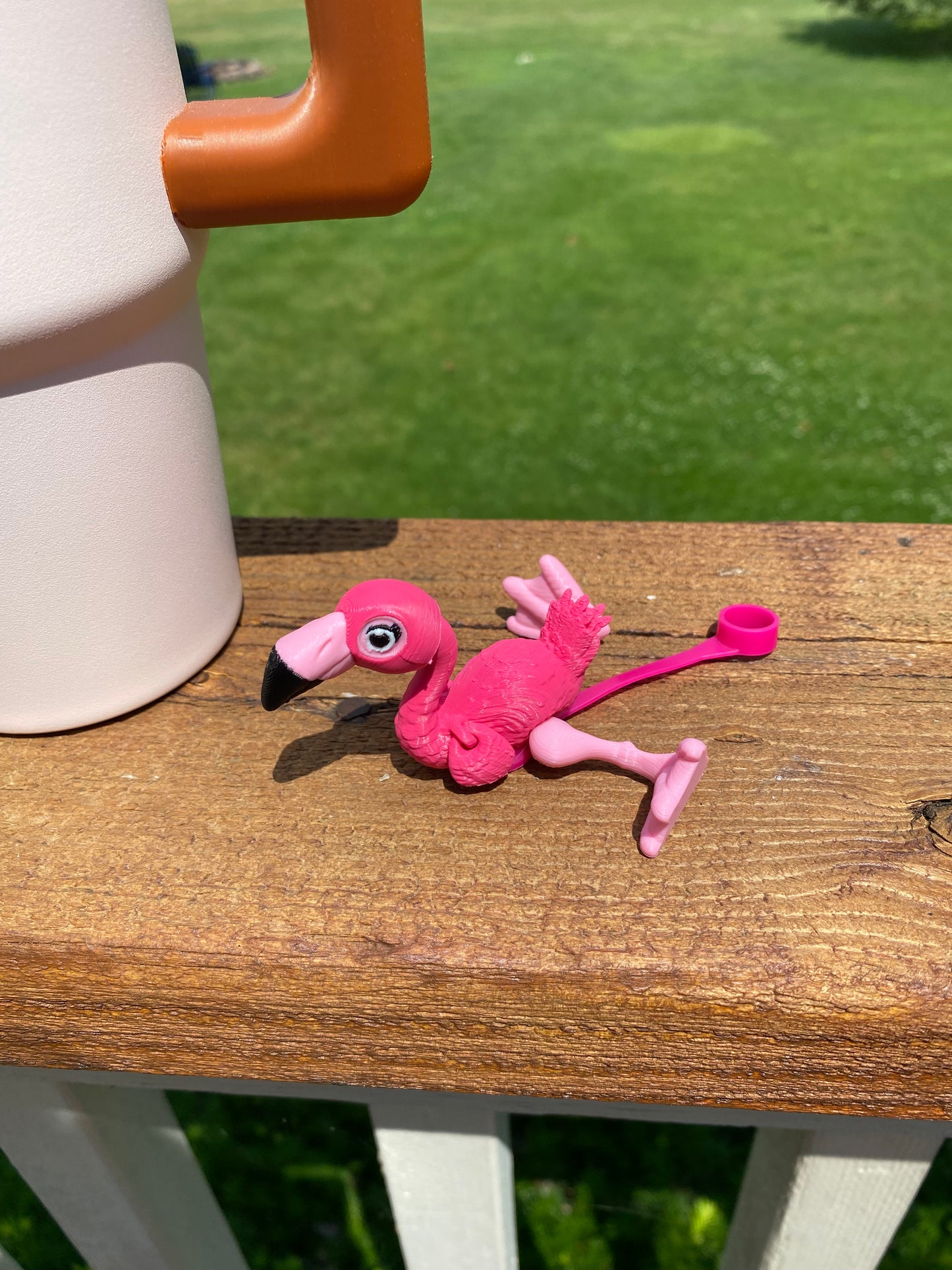 Articulated Pink Flamingo Fidget Straw Toppers/ Charms for Stanley Tumblers and other 9.5mm Straws 3D Printed