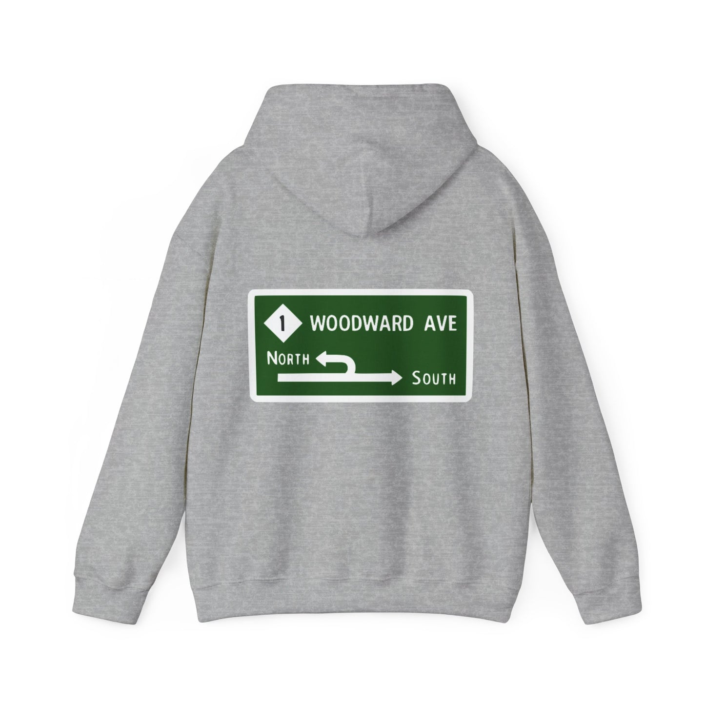 Woodward Ave M1 Michigan Street Sign Hoodie Hooded Sweatshirt Woodward Dream Cruise