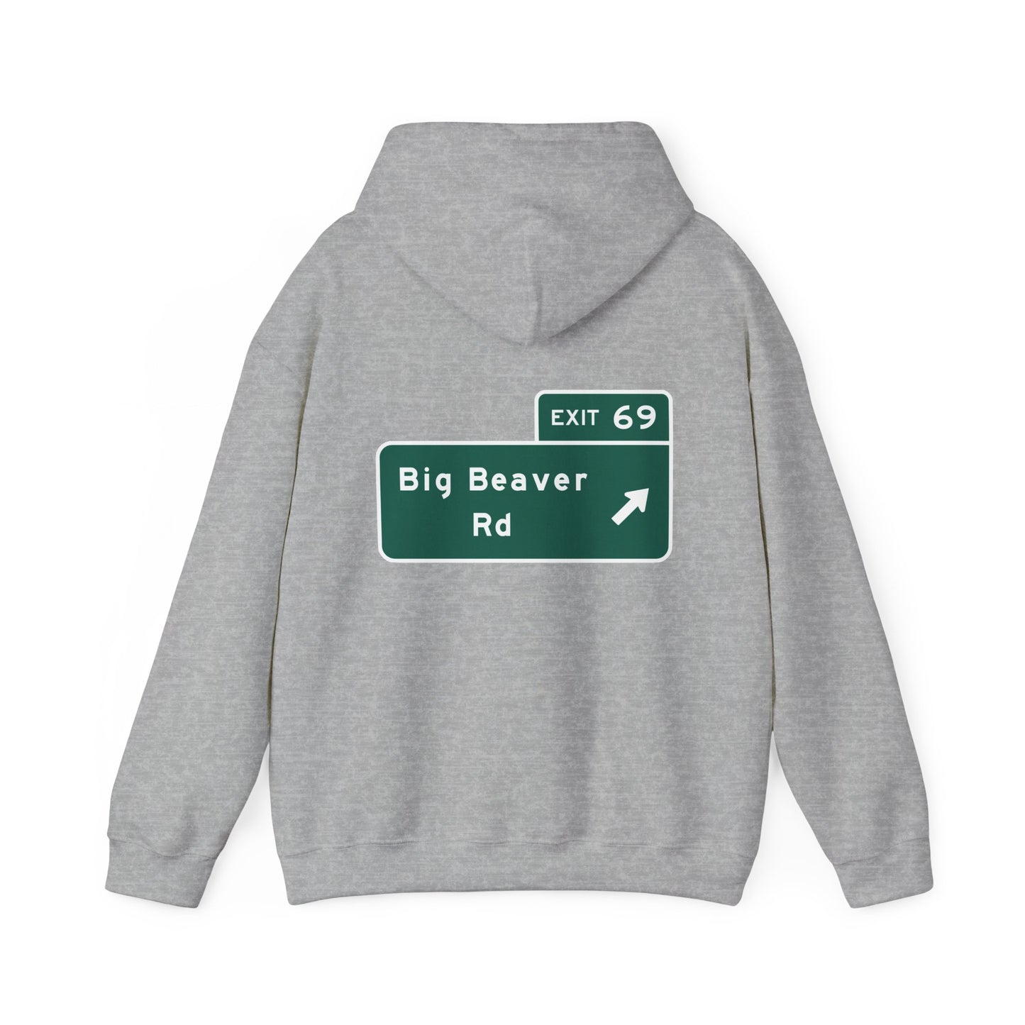 Big Beaver Rd Exit 69 Michigan Funny Street Sign Hoodie Hooded Sweatshirt