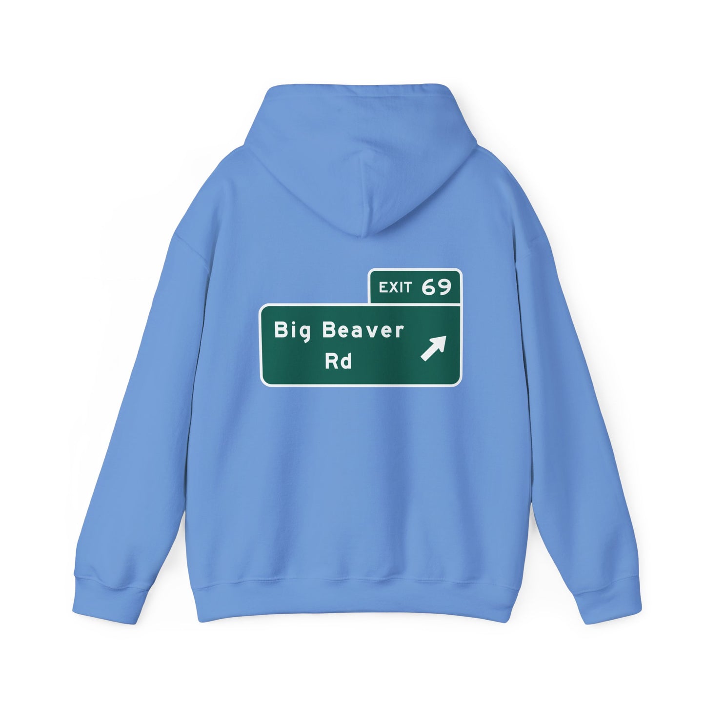 Big Beaver Rd Exit 69 Michigan Funny Street Sign Hoodie Hooded Sweatshirt