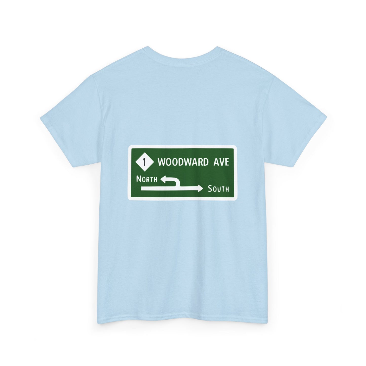 Woodward Avenue M1 Street Sign Michigan Dream Cruise Unisex Heavy Cotton Tee Shirt