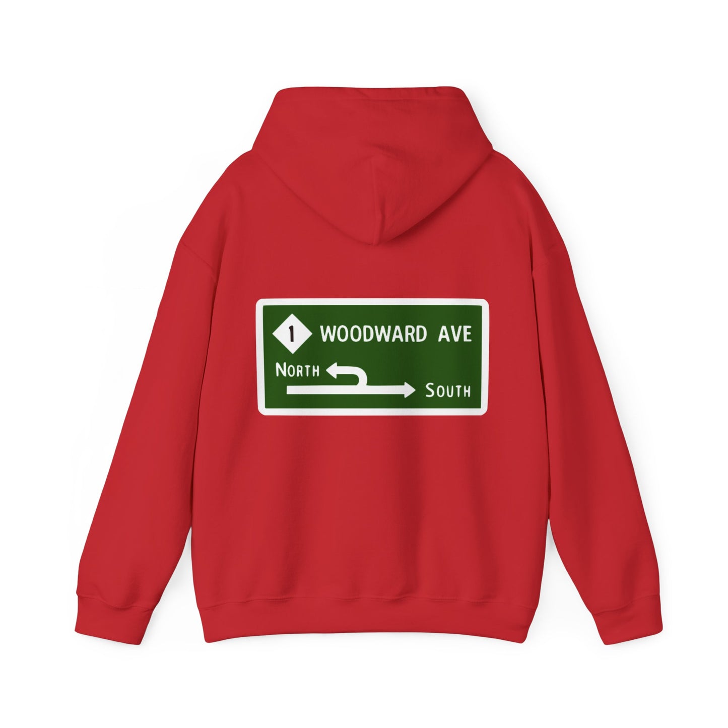 Woodward Ave M1 Michigan Street Sign Hoodie Hooded Sweatshirt Woodward Dream Cruise
