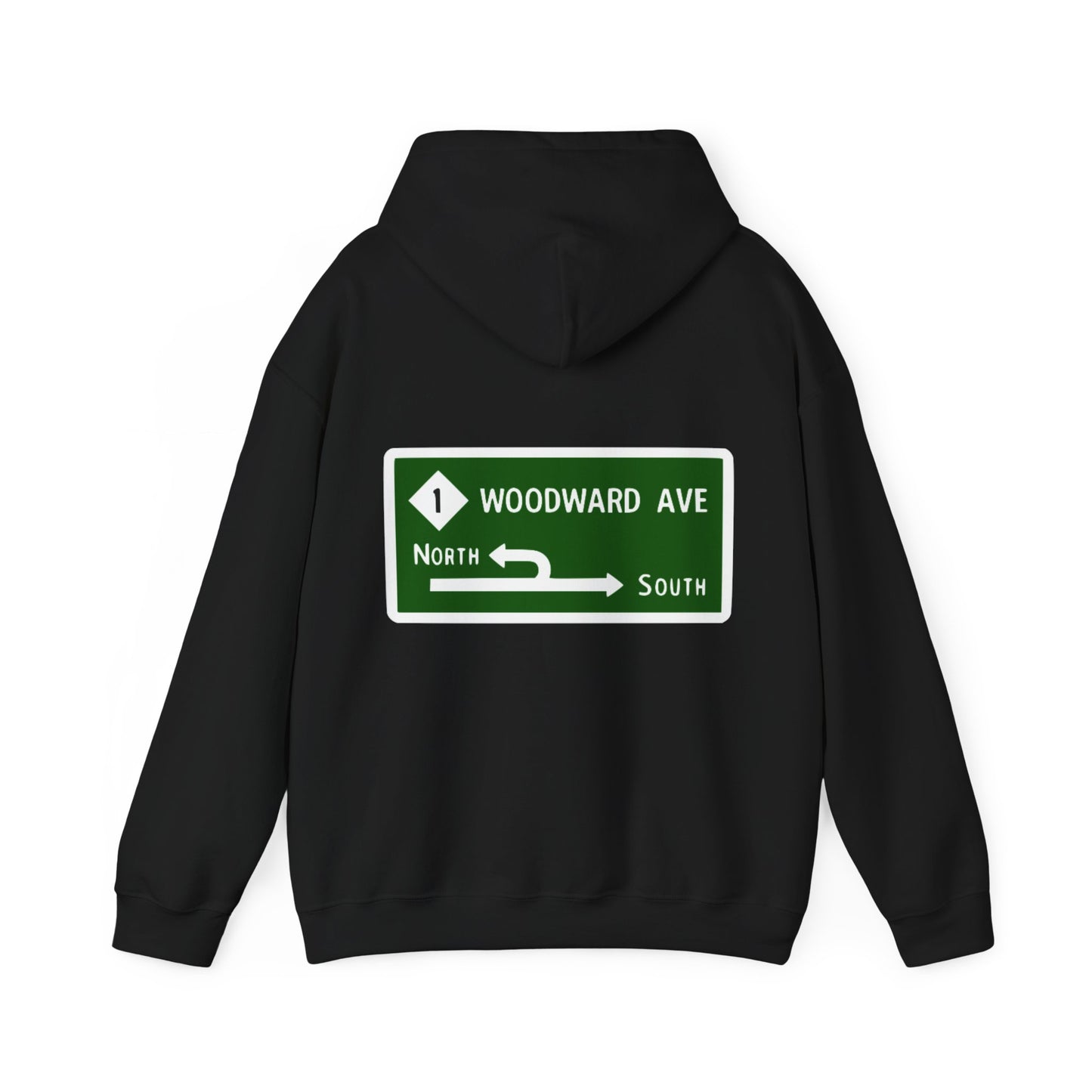 Woodward Ave M1 Michigan Street Sign Hoodie Hooded Sweatshirt Woodward Dream Cruise