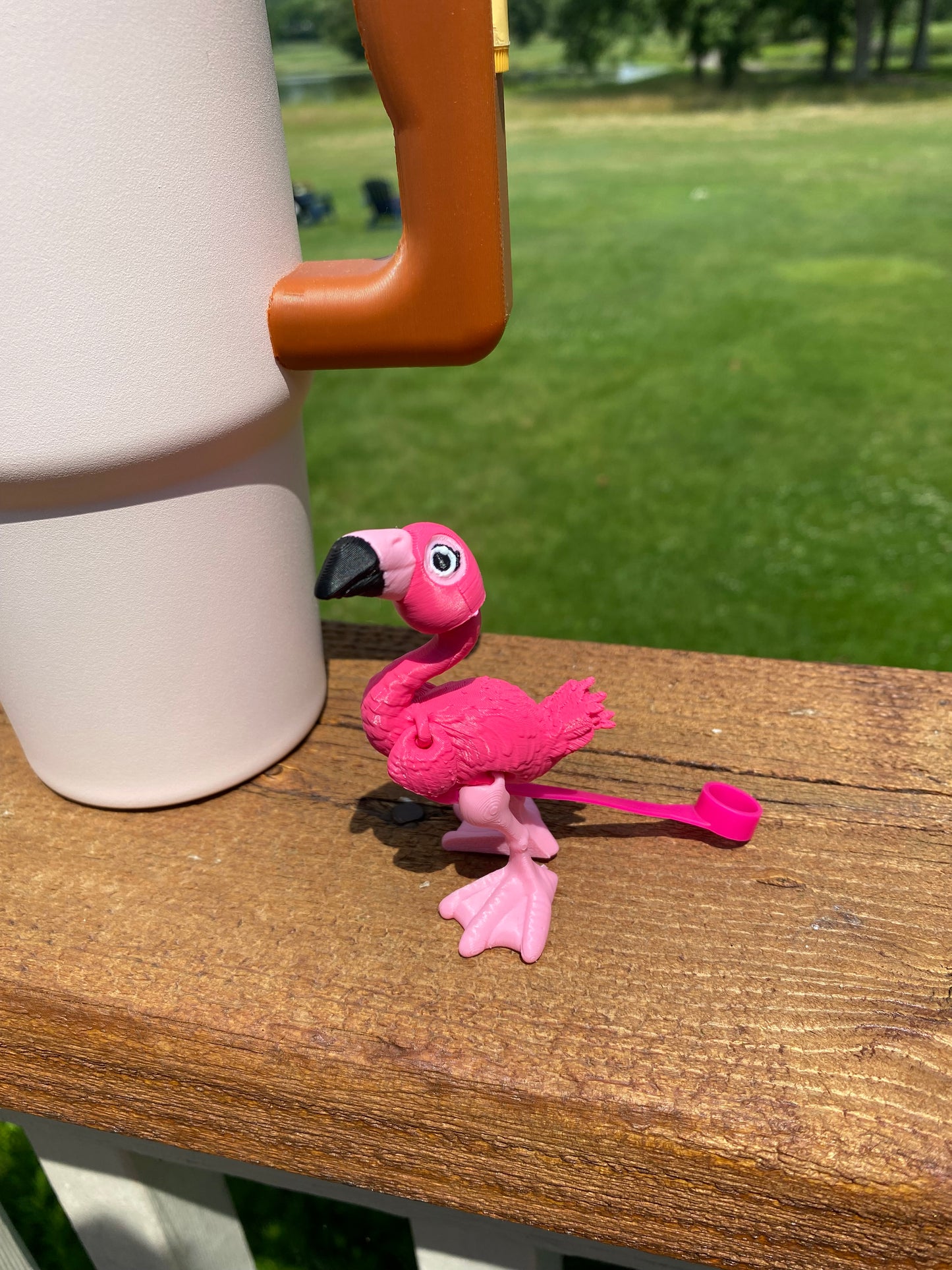 Articulated Pink Flamingo Fidget Straw Toppers/ Charms for Stanley Tumblers and other 9.5mm Straws 3D Printed