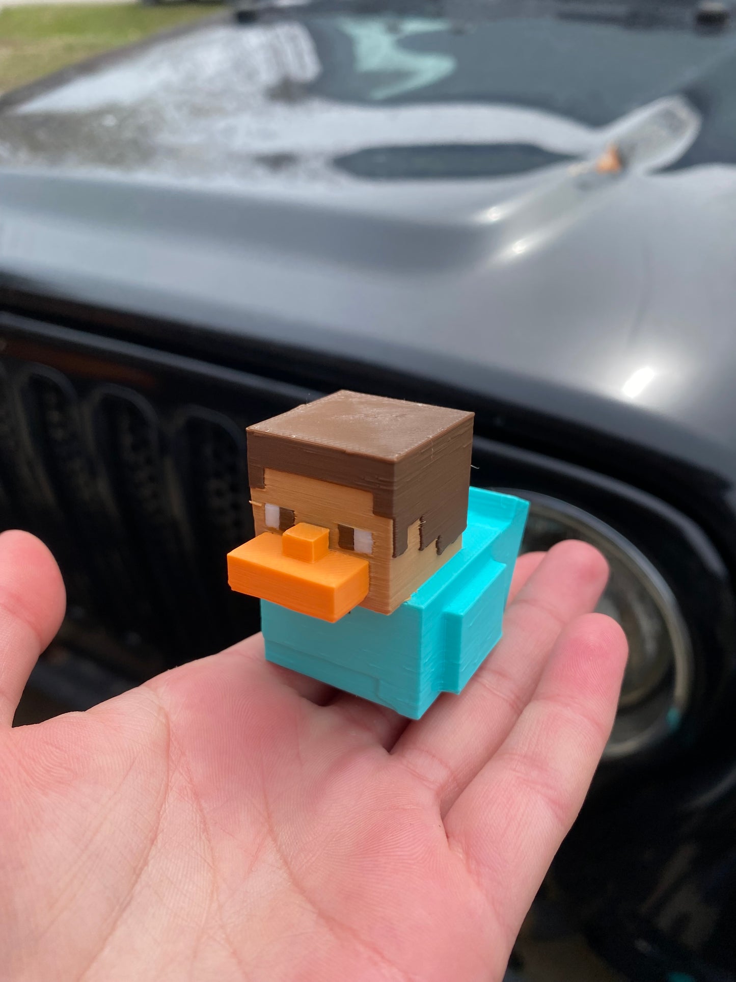Minecraft Steve Duck Miniature Figurine For Jeep Wrangler Dashboard