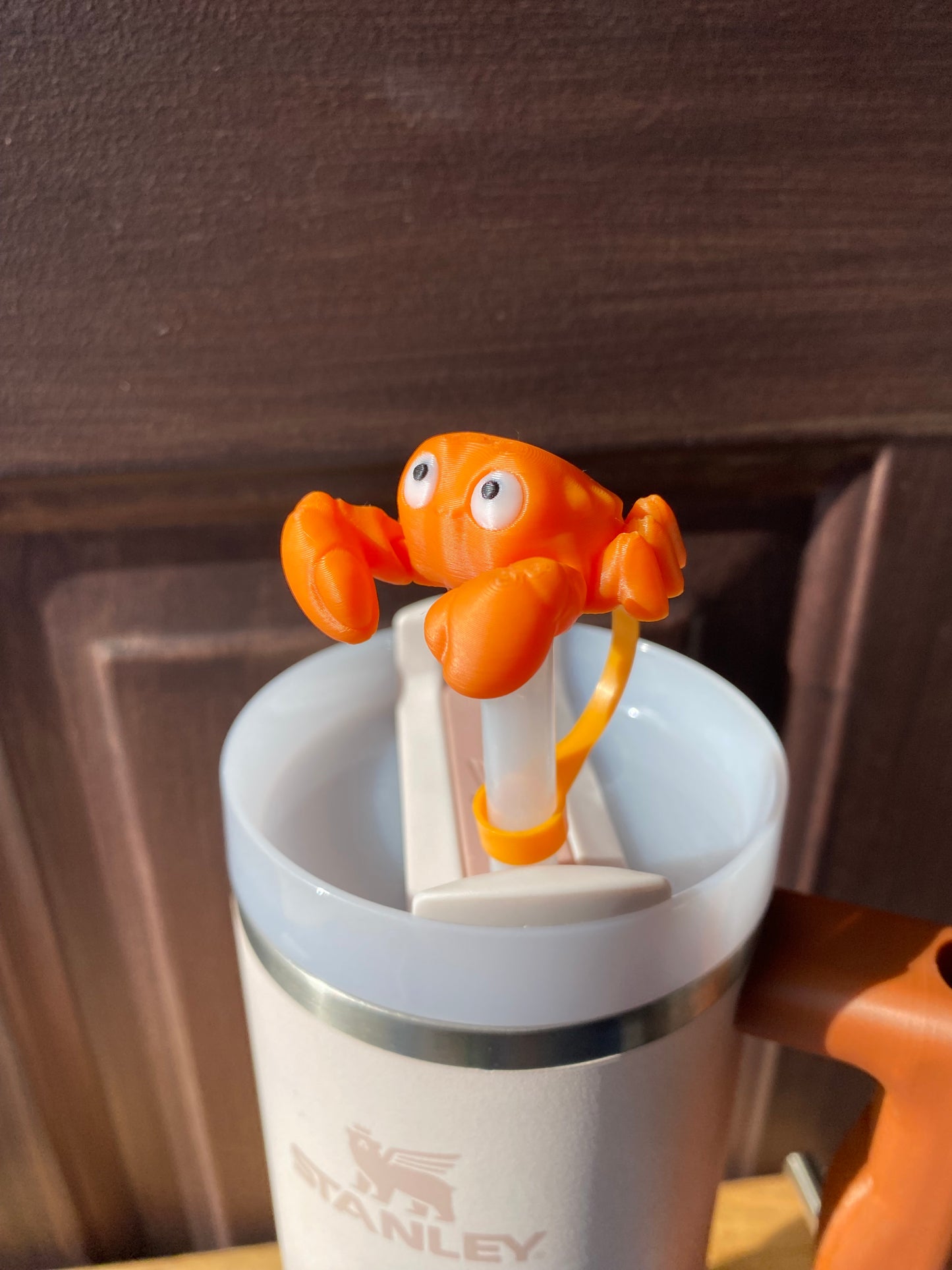 Vibrant Orange King Crab Straw Topper/ Charm for Stanely Tumblers and other 9.5mm Straws