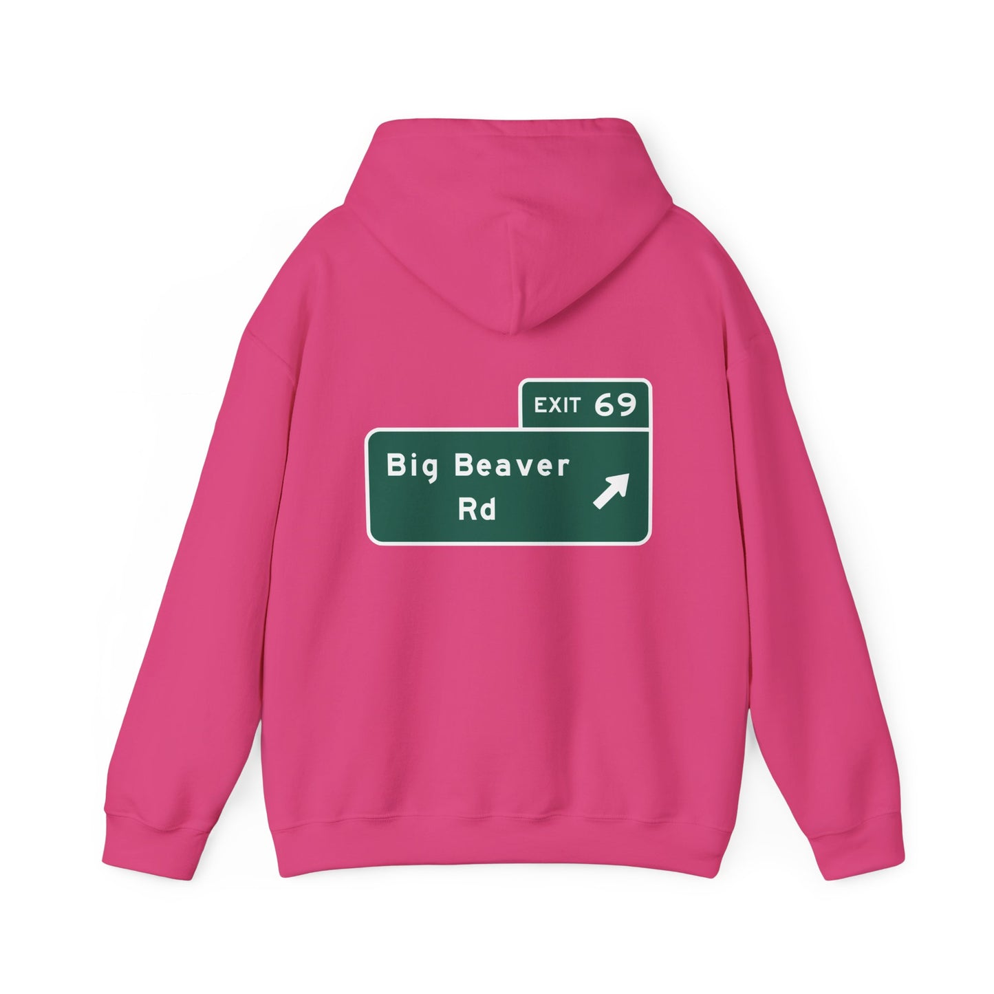 Big Beaver Rd Exit 69 Michigan Funny Street Sign Hoodie Hooded Sweatshirt