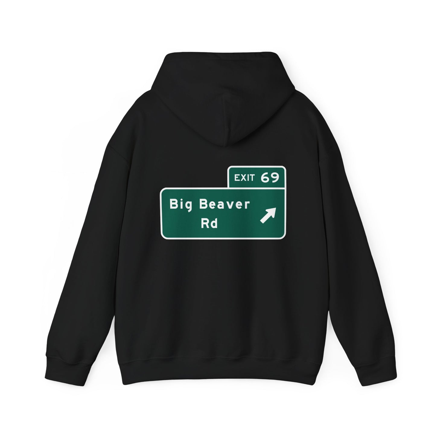 Big Beaver Rd Exit 69 Michigan Funny Street Sign Hoodie Hooded Sweatshirt