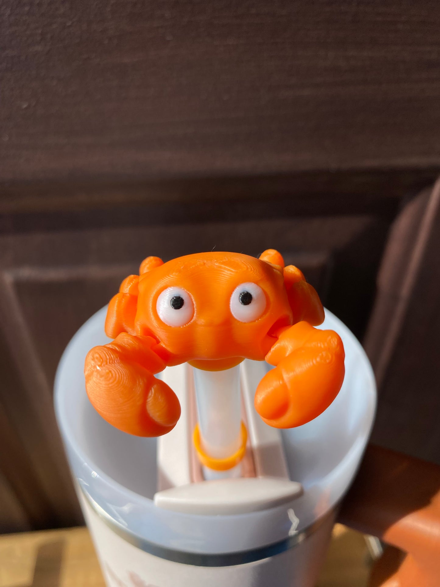 Vibrant Orange King Crab Straw Topper/ Charm for Stanely Tumblers and other 9.5mm Straws