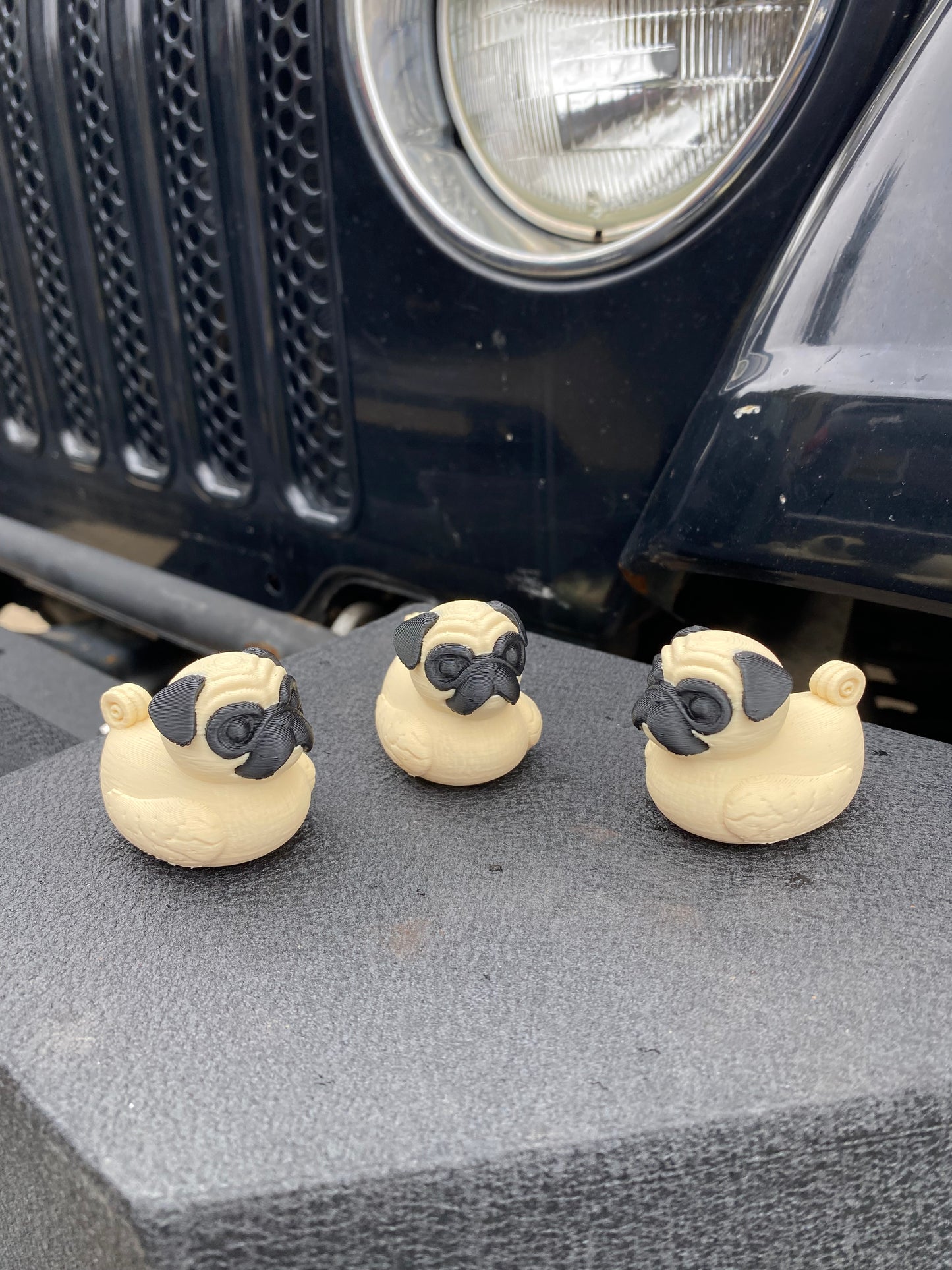 Pug Duck Miniature Figurine For Jeep Wrangler Dashboard
