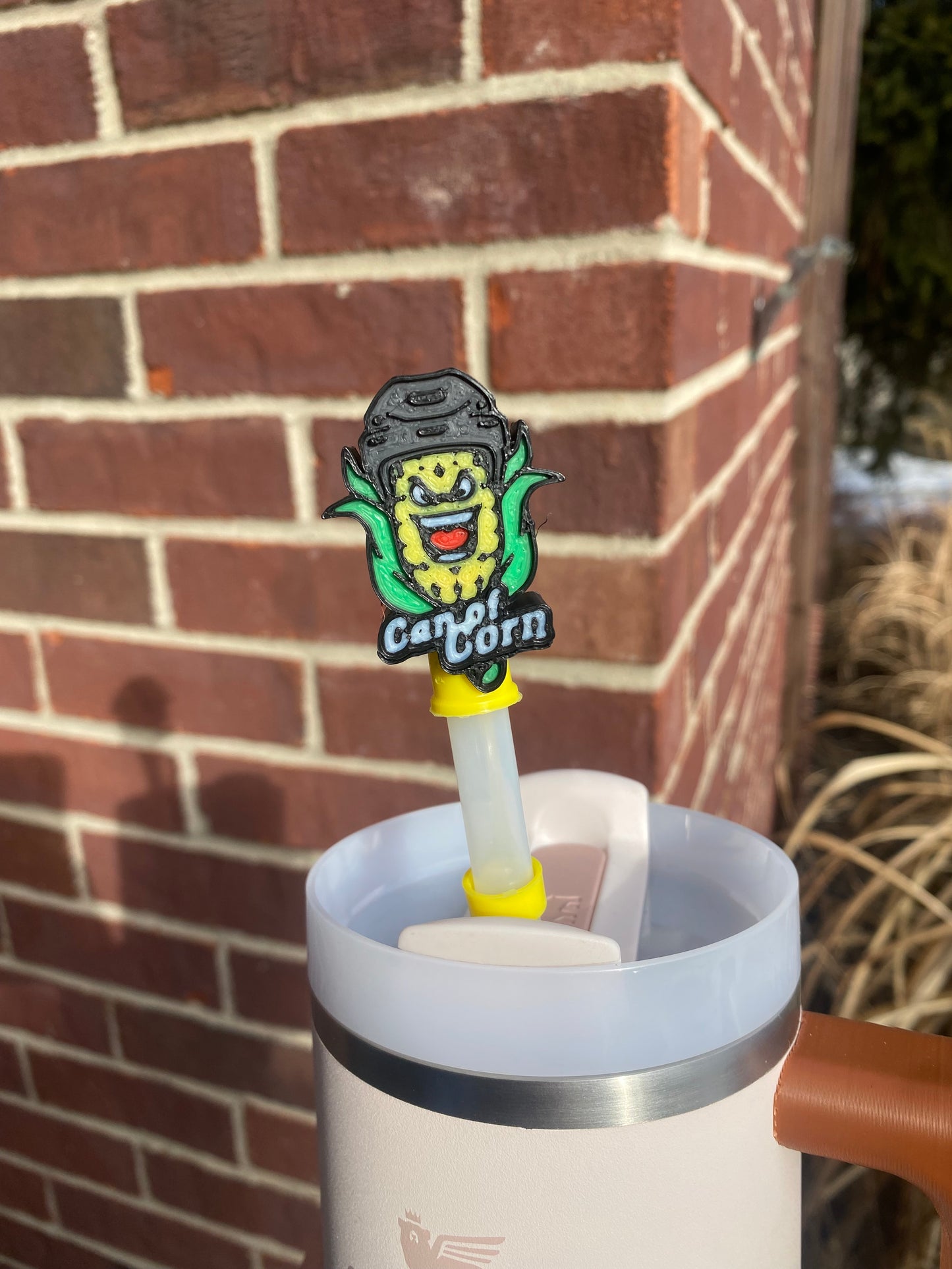 Can Of Corn Hockey Straw Toppers and Charms