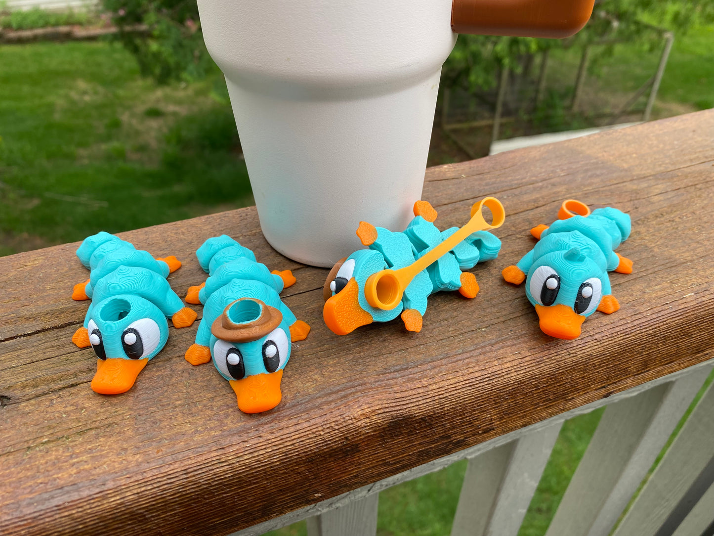 Teal Platypus With Hat Straw Topper/ Charm for Stanely Tumblers and other 9.5mm Straws