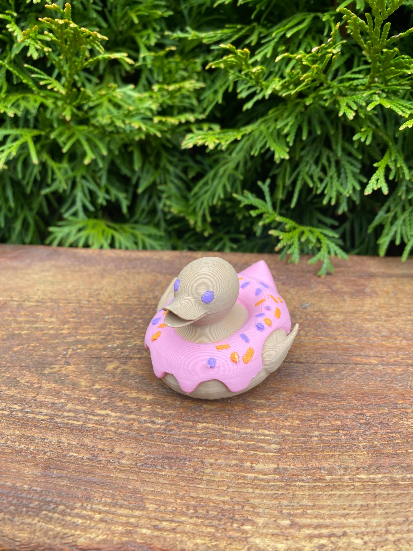 Strawberry Frosted Sprinkle Donut Duck Miniature Figurine For Jeep Wrangler Dashboard