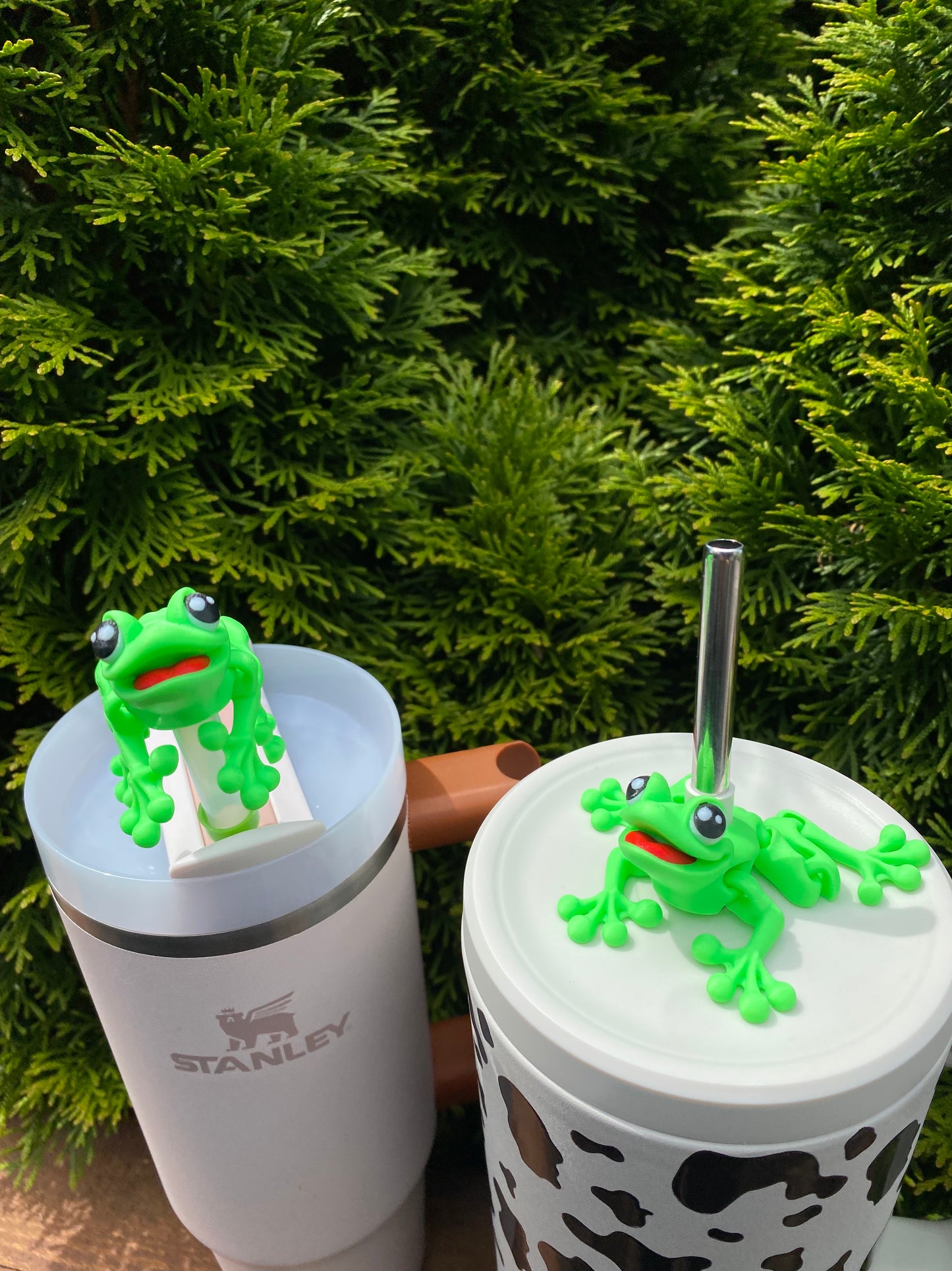 Tree Frog Super Cute Articulated Frog Straw Topper/ Charm for Stanely Tumblers and other 9.5mm Straws