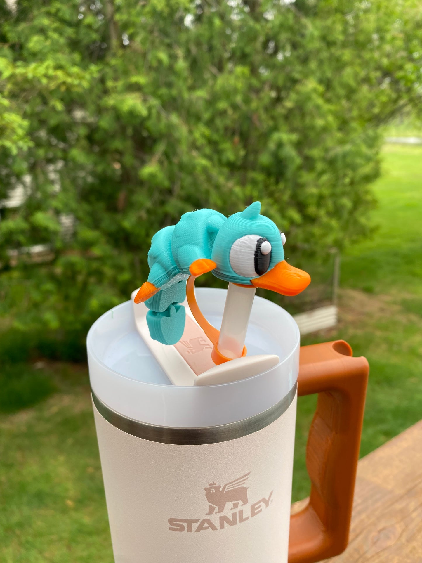 Teal Platypus With Hat Straw Topper/ Charm for Stanely Tumblers and other 9.5mm Straws