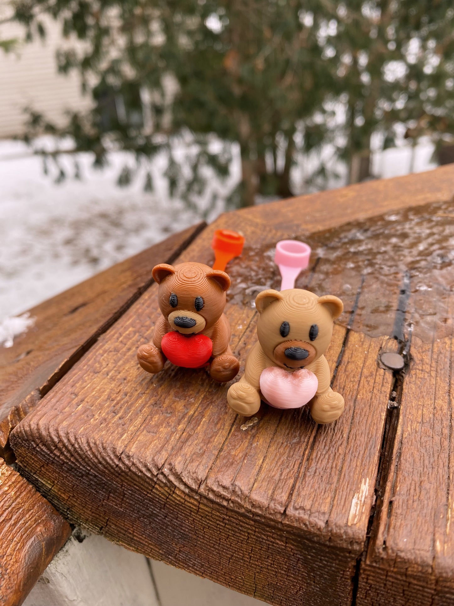Valentines Day Heart Teddy Bear Straw Toppers/ Charms for Stanely Tumblers and other 9.5mm Straws 3D Printed Cute Loving