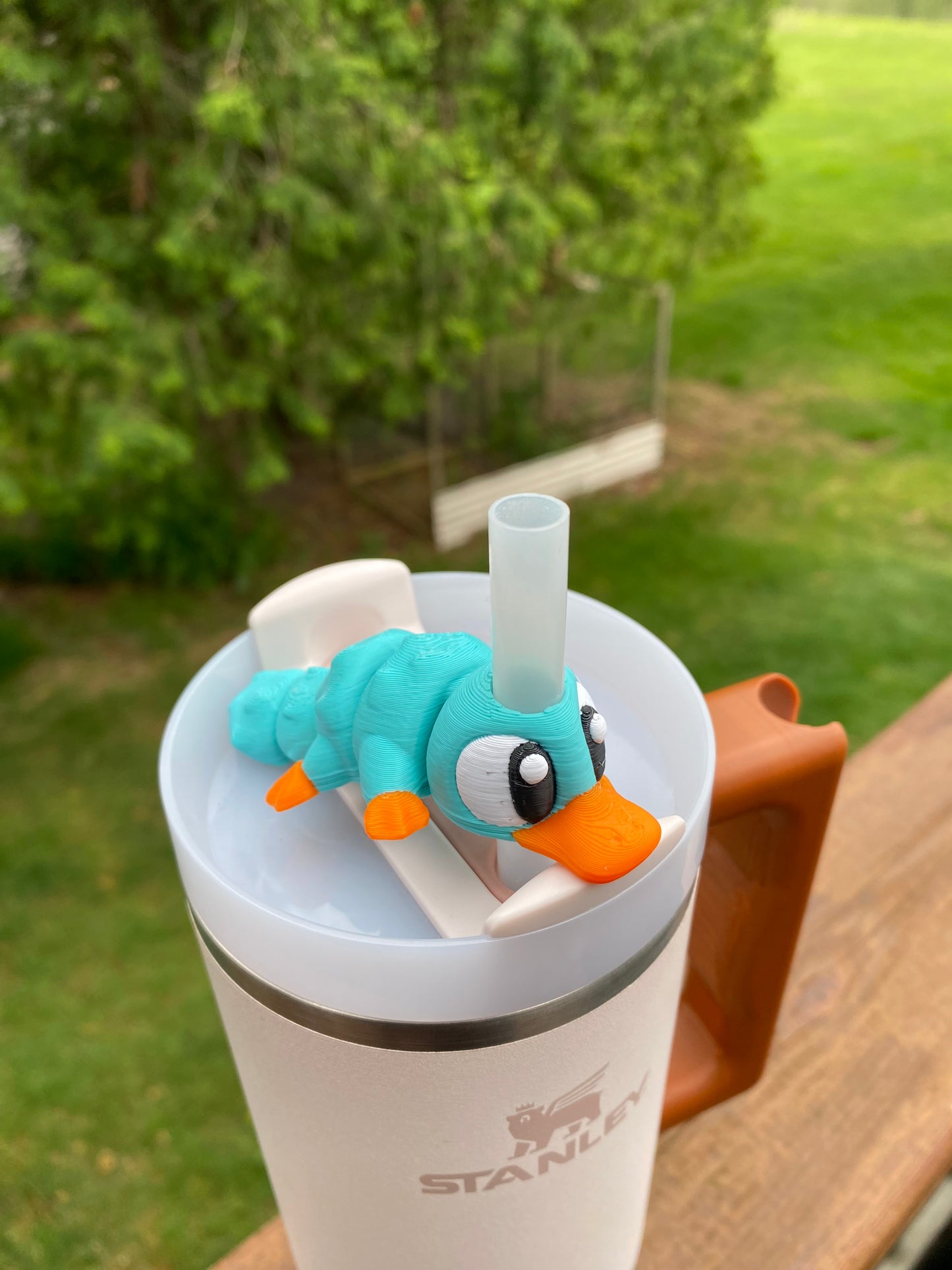 Teal Platypus With Hat Straw Topper/ Charm for Stanely Tumblers and other 9.5mm Straws