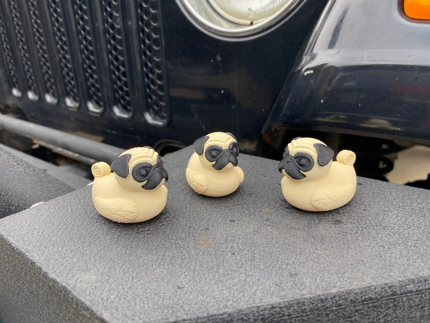 Pug Duck Miniature Figurine For Jeep Wrangler Dashboard