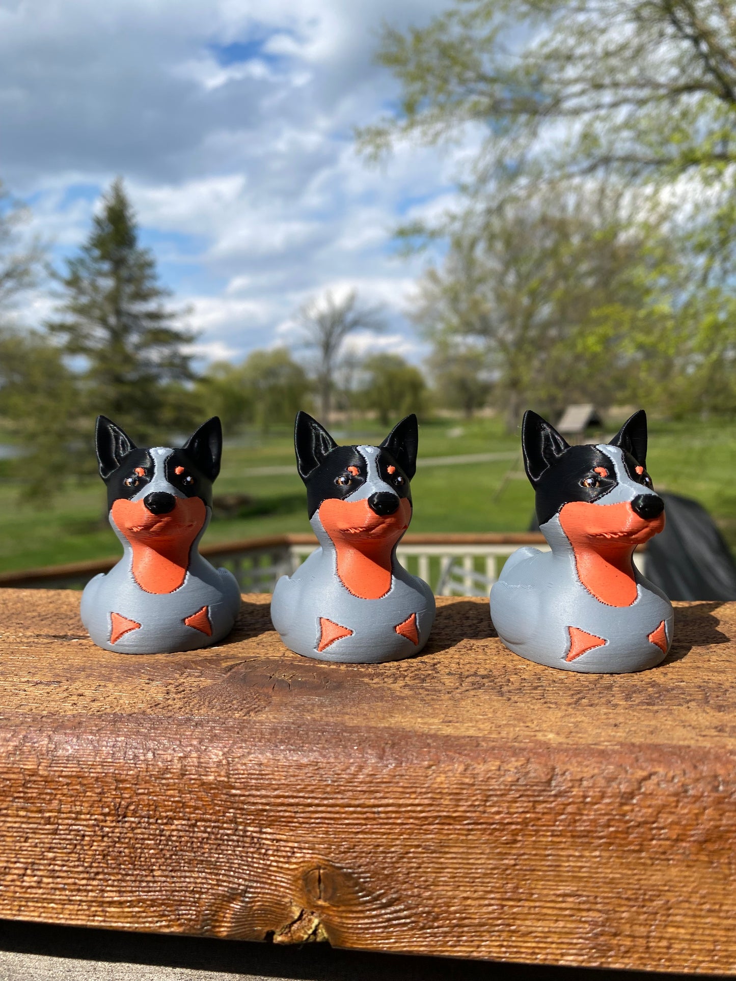 Australian Cattle Dog Duck - Red And Blue Heeler Duck Miniature Figurine For Jeep Wrangler Dashboard
