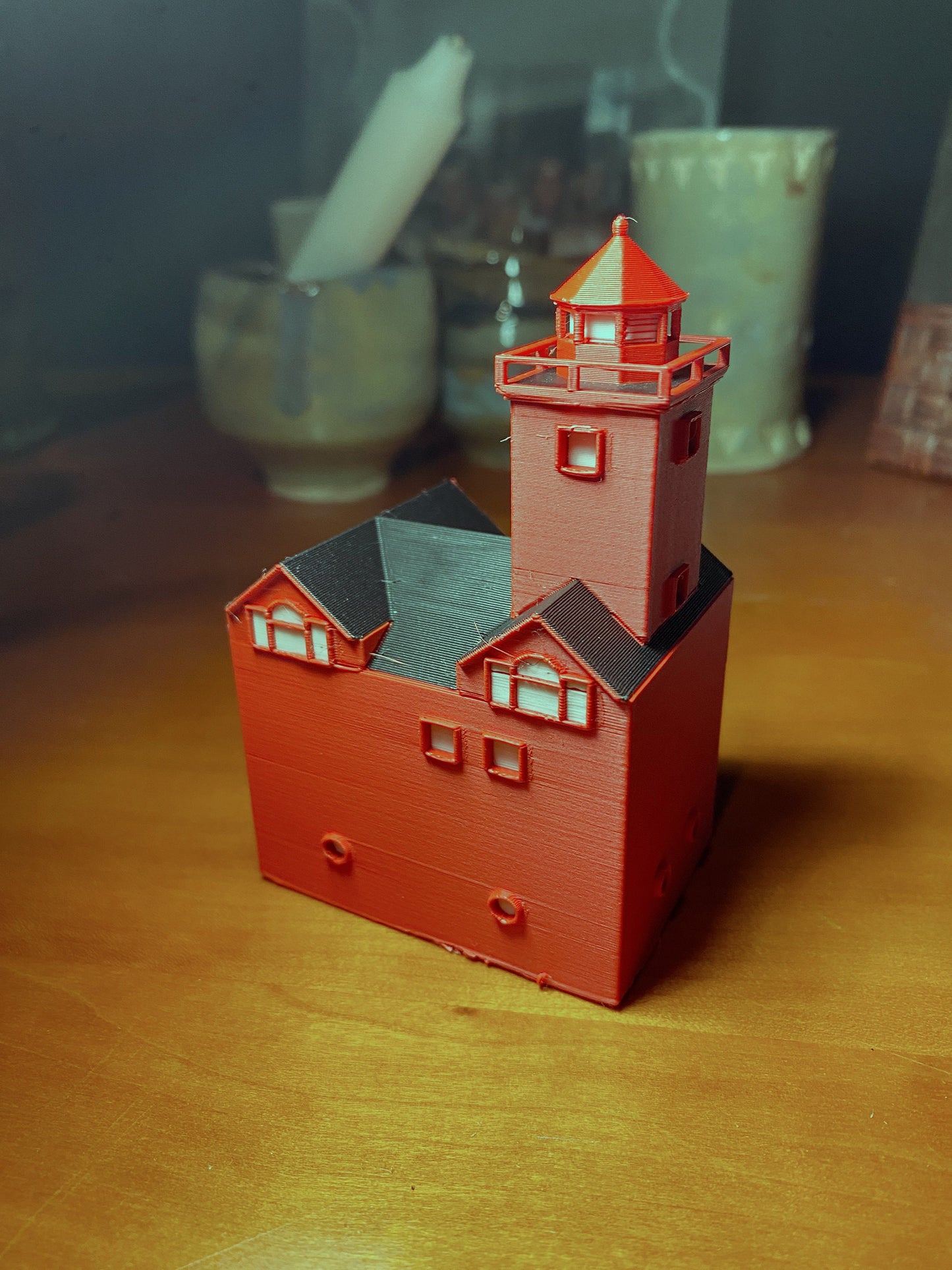 Big Red Lighthouse Holland, Michigan Miniature Replica Desk/Shelf and Christmas Tree Ornaments