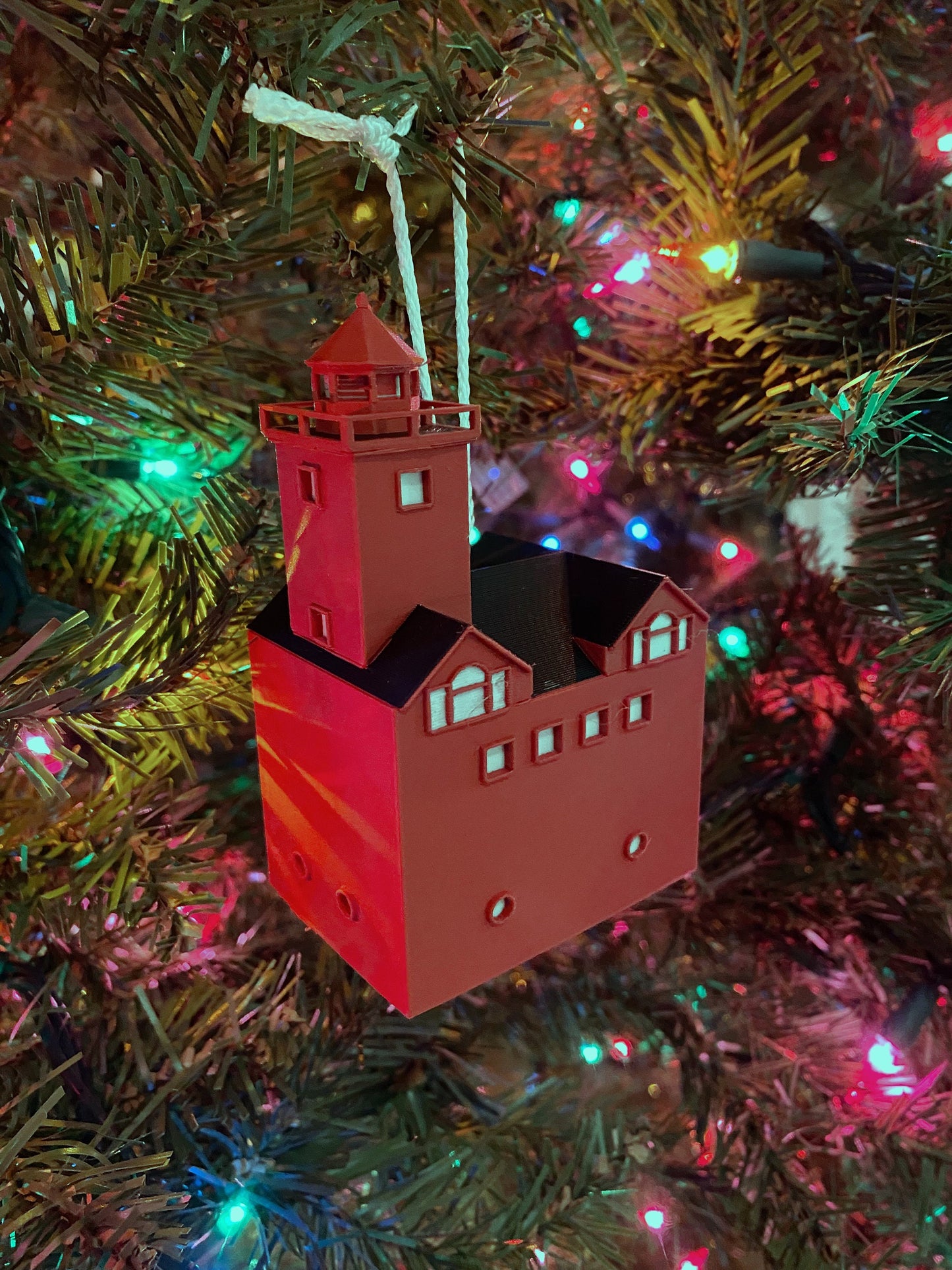 Big Red Lighthouse Holland, Michigan Miniature Replica Desk/Shelf and Christmas Tree Ornaments