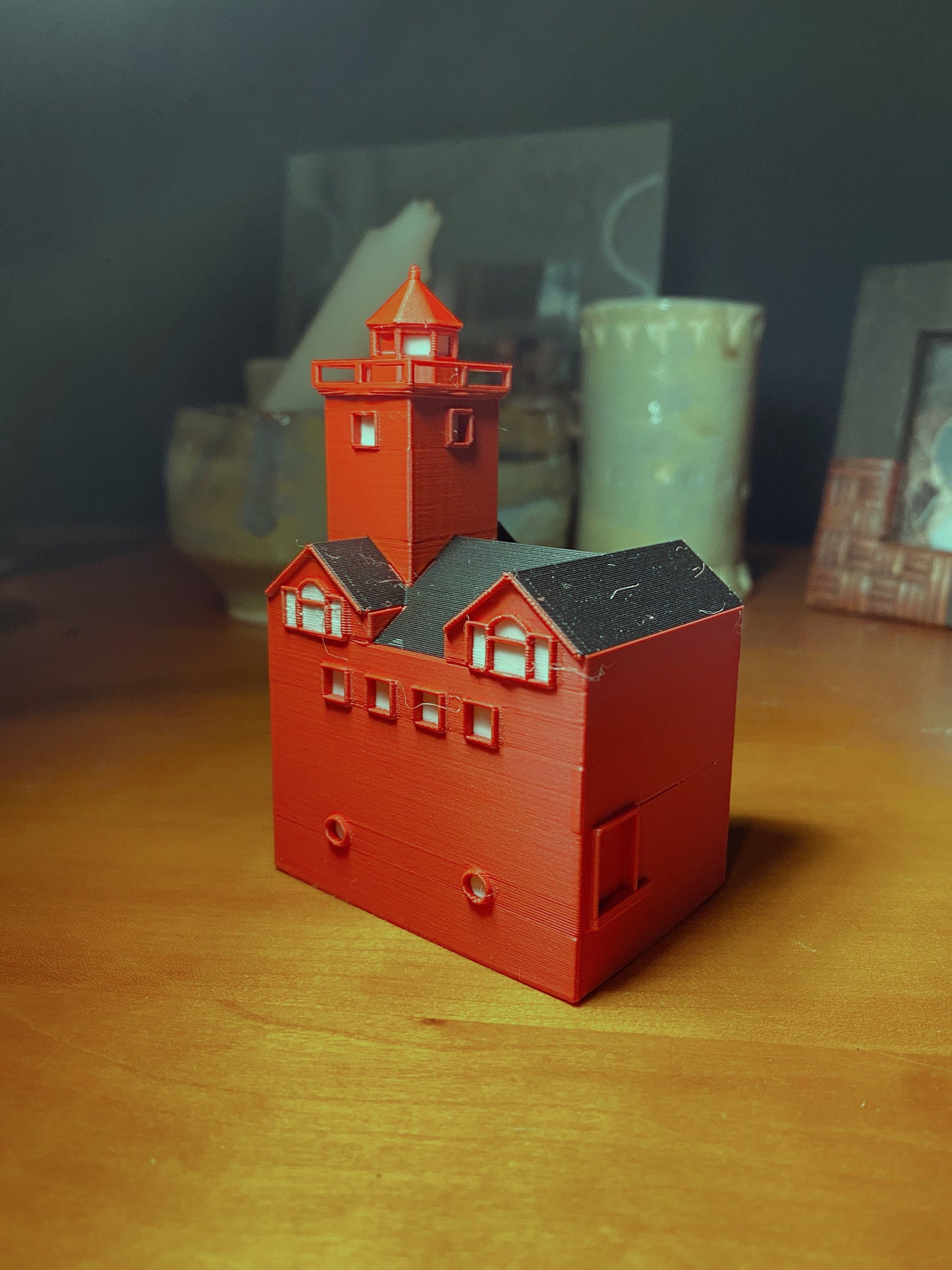 Big Red Lighthouse Holland, Michigan Miniature Replica Desk/Shelf and Christmas Tree Ornaments