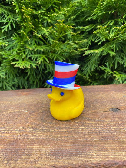USA Red White and Blue Top Hat Freedm 4Th Of July Duck Miniature Figurine For Jeep Wrangler Dashboard