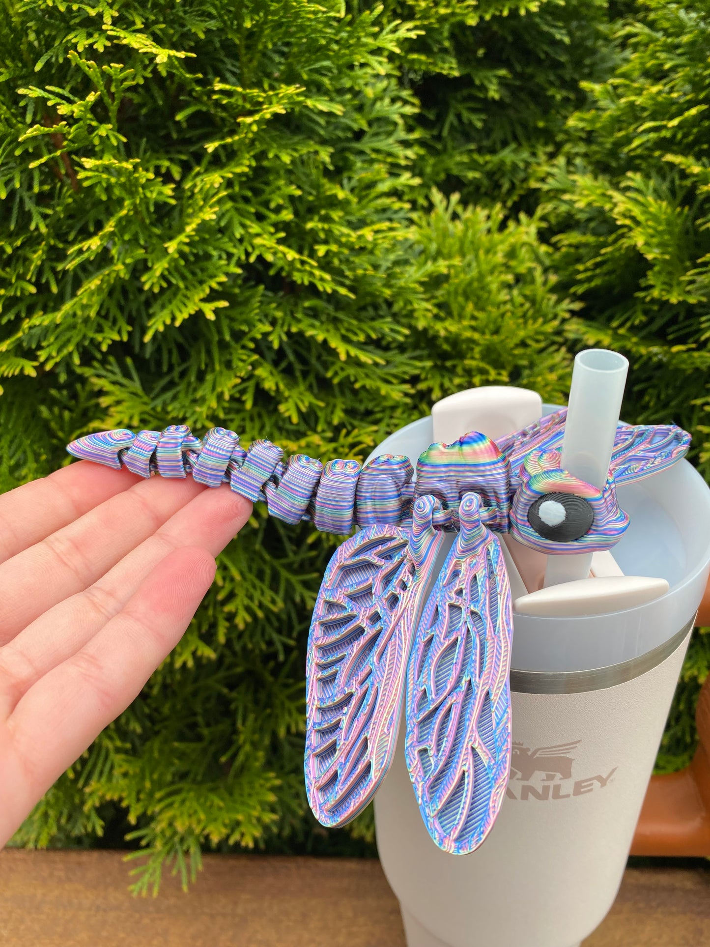 Articulated Dragonfly Straw Topper/ Charm for Stanely Tumblers and other 9.5mm Straws