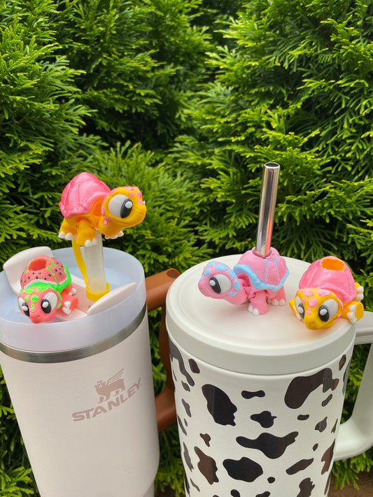 Tortoise Tumbler Toppers / Straw Charms for Stanley Tumblers or other 9.5mm Straws 3D Printed