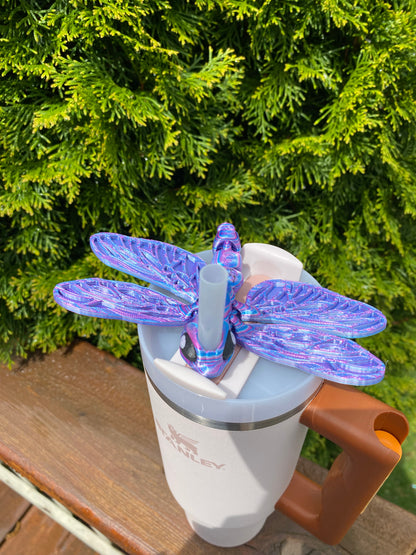 Articulated Dragonfly Straw Topper/ Charm for Stanely Tumblers and other 9.5mm Straws