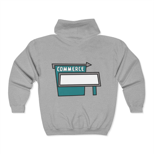 Commerce Drive-In Sign Heavy Blend Unisex Full ZIP Hooded Sweatshirt Hoodie