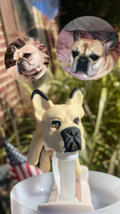 Custom Full Body Dog Straw Toppers/Charms 3D Printed for Stanley Tumblers or other 9.5mm Straws