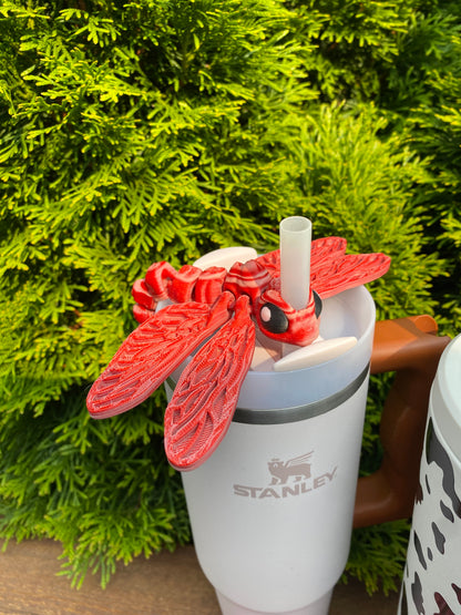 Articulated Dragonfly Straw Topper/ Charm for Stanely Tumblers and other 9.5mm Straws