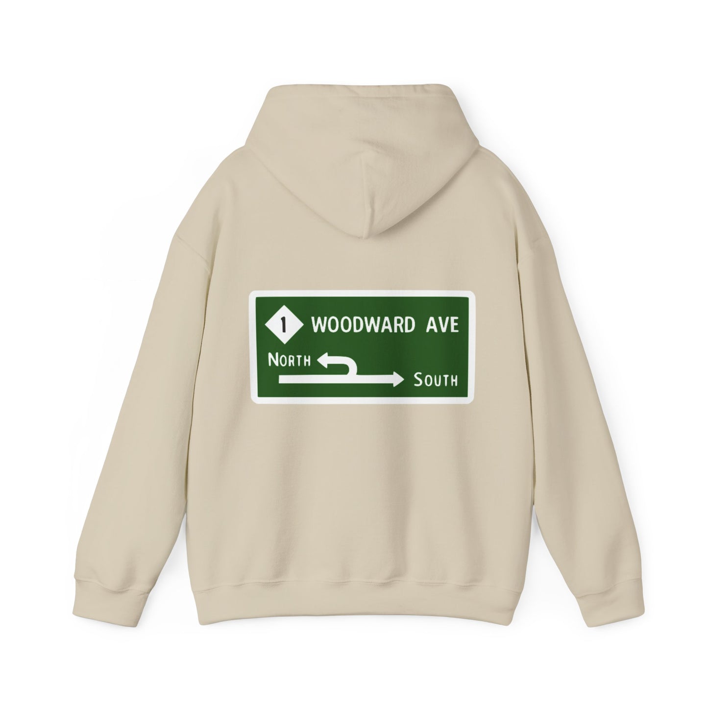Woodward Ave M1 Michigan Street Sign Hoodie Hooded Sweatshirt Woodward Dream Cruise