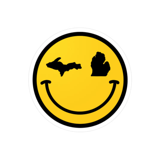 Michigan Winking Yellow Smile Face Upper Peninsula Lower Peninsula Great Lakes State Kiss-Cut Vinyl Decals