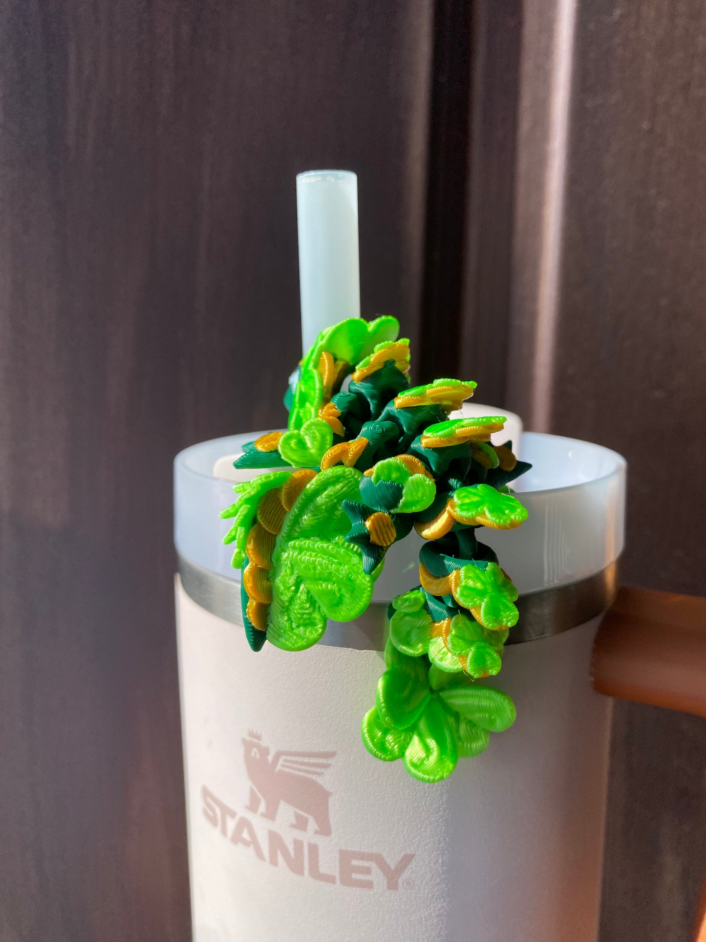 St.Patricks Day Lucky Clover Dragon Straw Buddies Charm Topper For Stanley Tumbler Straws Or Other 9.5m Straws