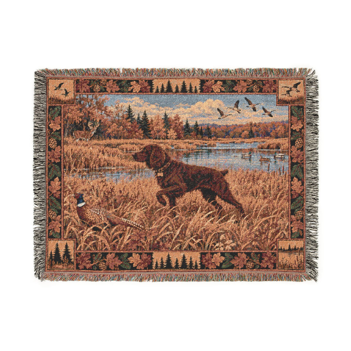 Boykin Spaniel Fall Hunting Scene Woven Blanket