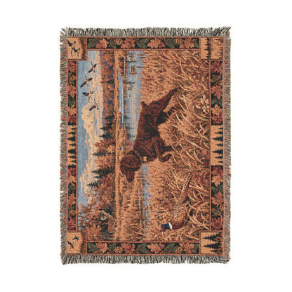 Boykin Spaniel Fall Hunting Scene Woven Blanket