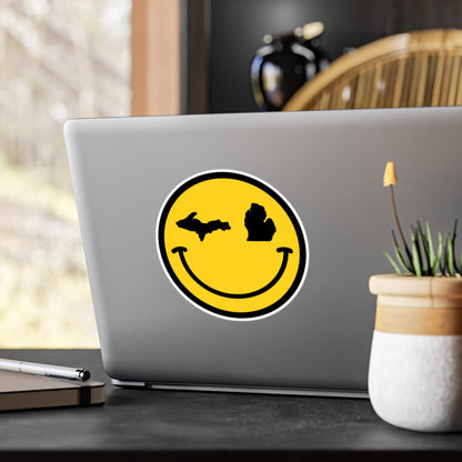 Michigan Winking Yellow Smile Face Upper Peninsula Lower Peninsula Great Lakes State Kiss-Cut Vinyl Decals