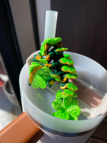 St.Patricks Day Lucky Clover Dragon Straw Buddies Charm Topper For Stanley Tumbler Straws Or Other 9.5m Straws